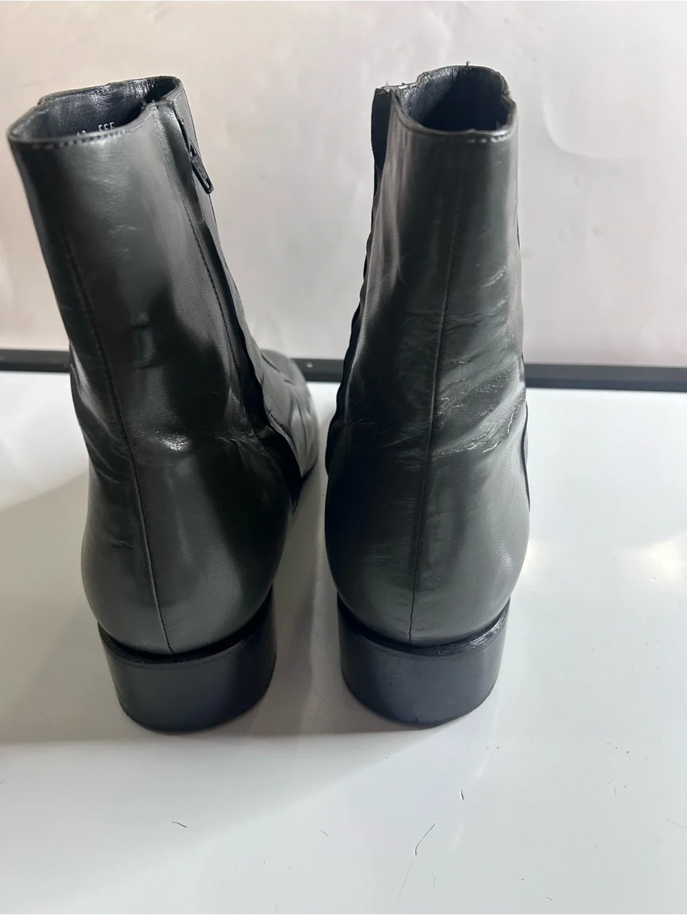 Florsheim DUKE 17087-02 Mens Sz 13 EEE Gray Leather Bike Toe Zipper Dress Boots